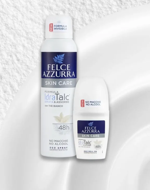 Felce Azzurra Skin Care Formula Idra Talc – Hydrating & Absorbing Powder with White Tea